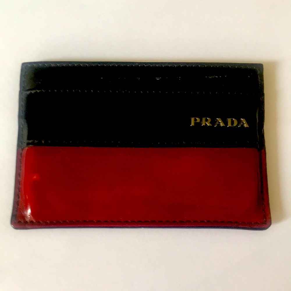 Prada leather business card holder